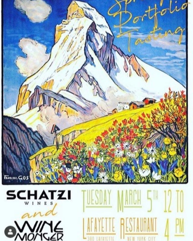 Be ready for tomorrows <a href="/schatziwines/">Schatzi Wines</a> and <a href="/Winemonger/">Winemonger</a> spring portfolio tasting at the Lafayette in #nyc with <a href="/ZaltoGlassware/">ZaltoGlassware.com</a>, many great wines &amp; #Champagne JVignier ! * NY on Tuesday, March 5th at <a href="/Lafayette380/">Lafayette</a> from 12-4
* San Francisco on Thursday, March… ift.tt/2EzePnH