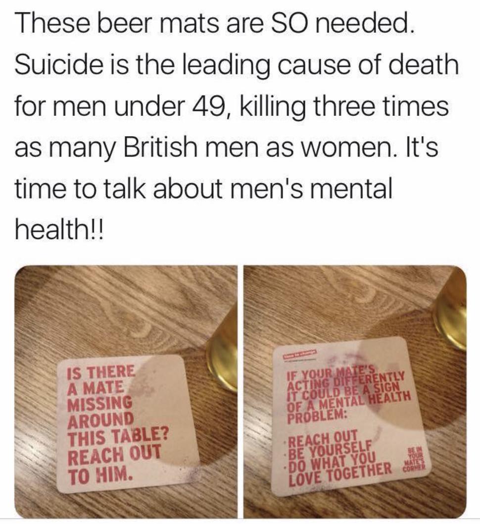 You don't always need to spend a lot of money on Promotional Products to make a huge impact and these printed beer mats are a great example.  #mentalhealthawarness #mentalhealth