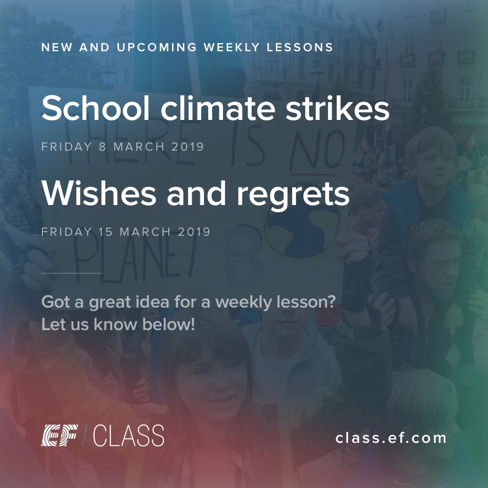 efclassapp's tweet photo. #efclass #weeklylessons #englishlessons #englishgrammar #schoolclimatestrikes #wishesandregrets https://t.co/8PFUxfpmei