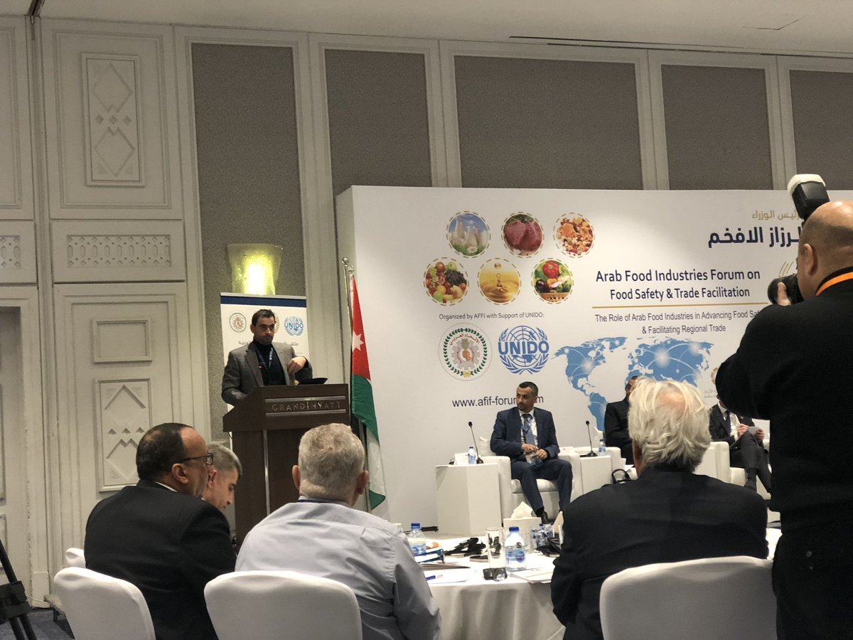 UNIDO_Jordan's tweet photo. Under the patronage of JO PM @omarrazzaz, UNIDO JO and in partnership with AFIF and AFFI, are holding a 2day forum on Food Safety and Trade Facilitation.
#SDG9 17
@UNIDO_Jordan @Sida #SAFE
#AFIF2019 #food_industry #AIDMO @arableague_gs #AOAD #UAC @ACI_Jordan https://t.co/M8c2DRNCMf