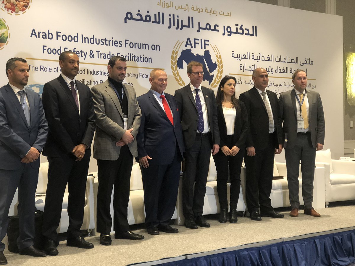 UNIDO_Jordan's tweet photo. Under the patronage of JO PM @omarrazzaz, UNIDO JO and in partnership with AFIF and AFFI, are holding a 2day forum on Food Safety and Trade Facilitation.
#SDG9 17
@UNIDO_Jordan @Sida #SAFE
#AFIF2019 #food_industry #AIDMO @arableague_gs #AOAD #UAC @ACI_Jordan https://t.co/M8c2DRNCMf
