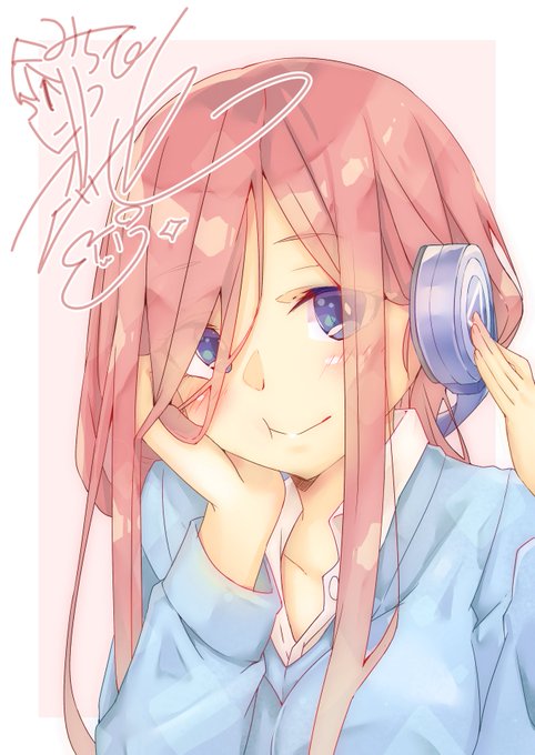 己ぃ也さんがTwitterに投稿した中野三玖(五等分の花嫁)のイラスト。