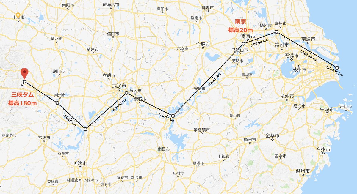 Zf Twitterren 三峡ダムが決壊すると上海も という話があるが どうなんだろうね 河口までは約1 300km 三峡ダムの標高は180m 南京付近までだと距離1 000kmで標高m 1 000kmで160mの高低差って斜度としては相当ゆるいと思うが 決壊の濁流も途中で吸収されて Zf Twitterren 三峡ダムが決壊すると上海も という話があるが どうなんだろうね 河口までは約1 300km 三峡ダムの標高は180m 南京付近までだと距離1 000kmで標高m 1 000kmで160mの高低差って斜度としては相当ゆるいと思うが 決壊の濁流も途中で吸収されて