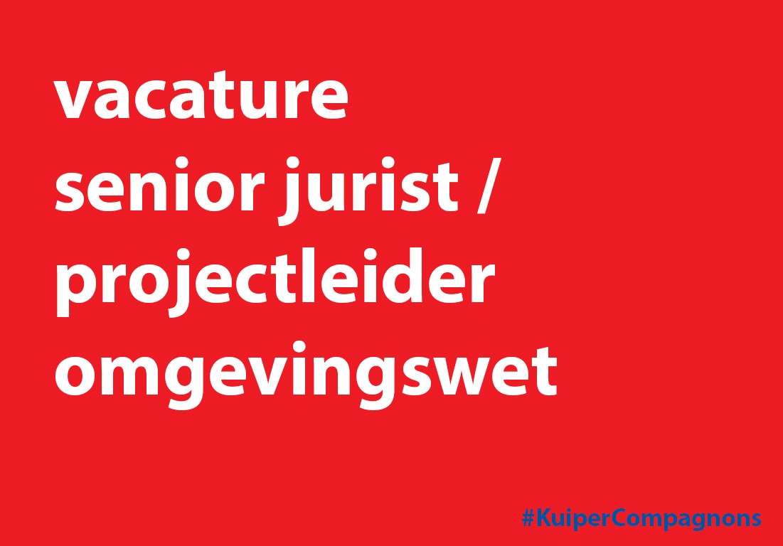 KuiperComp's tweet photo. Begrijp jij als geen ander hoe complexe ruimtelijke ontwikkelingen tot stand komen? Wij zijn op zoek naar een Senior Jurist/ Projectleider Omgevingsrecht. 

https://t.co/I9JQ1c1E07

#vacature #jurist  #omgevingsrecht #KuiperCompagnons https://t.co/fCAAzaeElw
