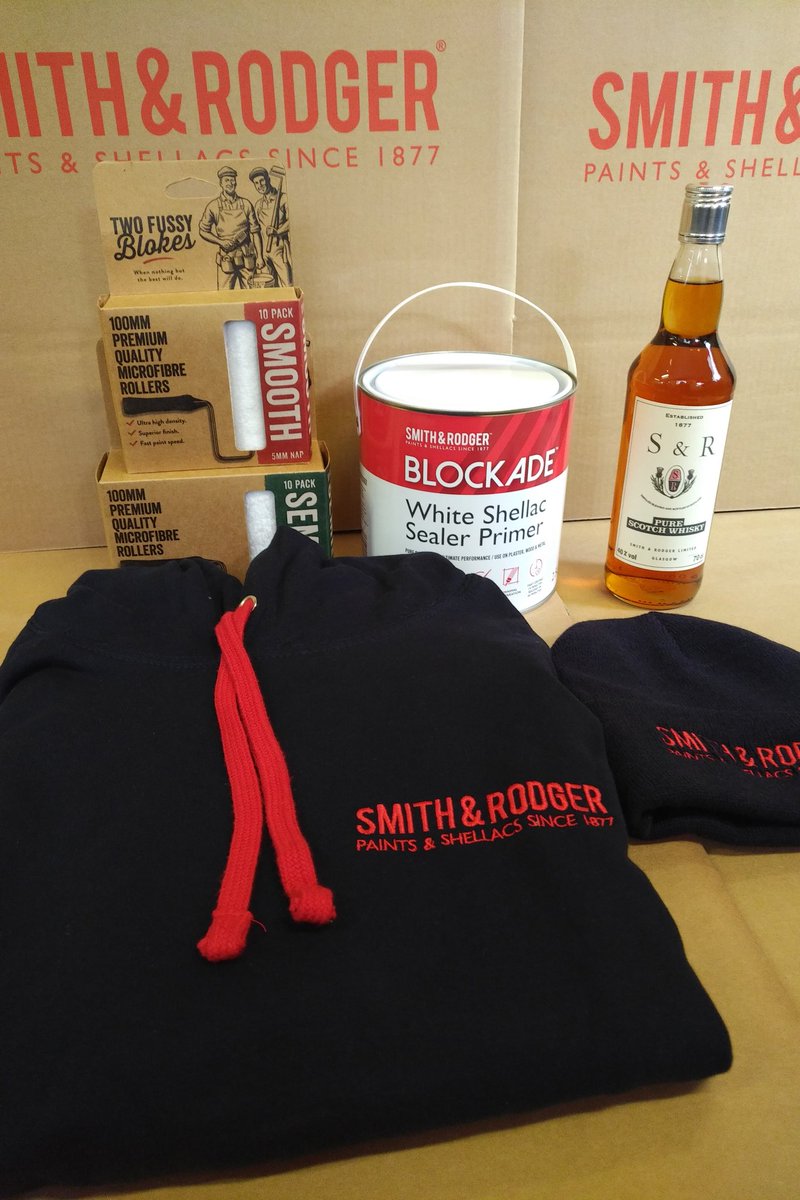 Smith & Rodger (@smith_rodger) on Twitter photo To celebrate the incredible feedback on Blockade, we're giving away a 2.5L along with a bottle of S&R Whisky, Hoody, Hat and <a href="/TwoFussyBlokes/">Two Fussy Blokes®</a> rollers. To enter the free prize draw please retweet and follow by midnight 17/03/19. Good luck! #blockade #prize #competition #shellac To celebrate the incredible feedback on Blockade, we're giving away a 2.5L along with a bottle of S&R Whisky, Hoody, Hat and <a href="/TwoFussyBlokes/">Two Fussy Blokes®</a> rollers. To enter the free prize draw please retweet and follow by midnight 17/03/19. Good luck! #blockade #prize #competition #shellac