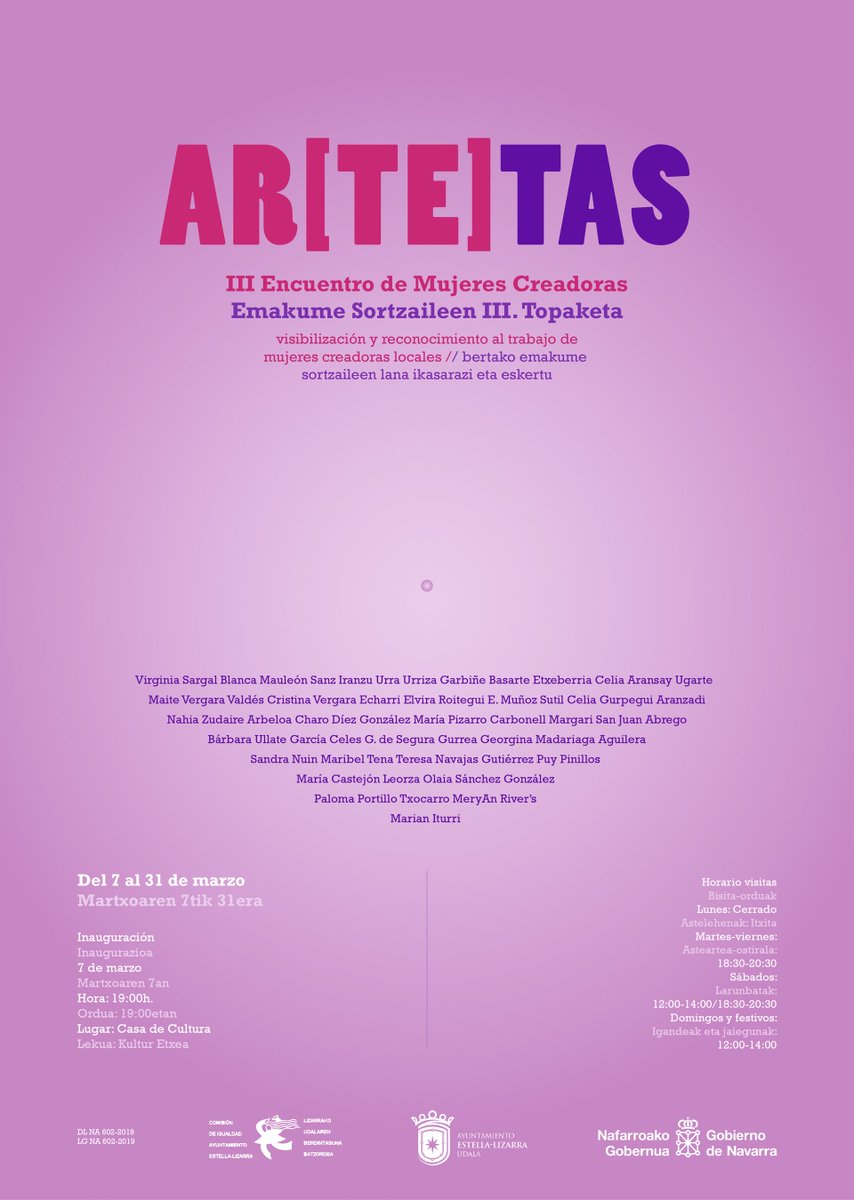Aste ezberdina hasiko dugu, honetan #Estella #Lizarra morez janzten baita 💜💜💜Martxoaren 8aren inguruko ekitaldi guztiak igo dizkizuegu "Emakumeen Nazioarteko Eguna". Ez galdu! <a href="/AreaIgualdad/">Area de Igualdad Ayuntamiento Estella-Lizarra</a> <a href="/AlkateAlcalde/">Alkatetza-Alcaldía.</a> @TurismoNavarra <a href="/TierraEstella_/">Tierra Estella Turismo Lizarraldea</a>