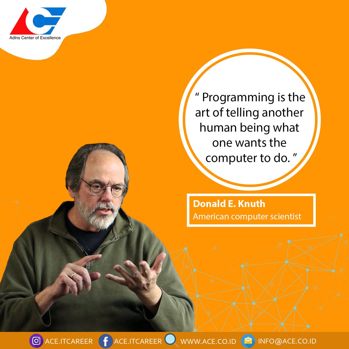 ACE_ITCareer's tweet photo. Semangat hari Senin Sobat ACE! Selamat memulai kreativitas untuk menciptakan karya yang terbaik.

#ace #acehr #quotes #motivation #recruitment #loker #lokerIT #lowonganKerja #vacancy #lokerjakarta #infokerja #donaldknuth https://t.co/Q16GOgC2Bd