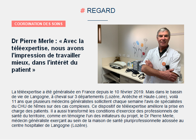 Assur_Maladie's tweet photo. Coordination des soins : Dr Pierre Merle : « Avec la #téléexpertise, nous avons l'impression de travailler mieux, dans l'intérêt du patient » ➡️  https://t.co/mxAxkCcFr9 https://t.co/1WvlUD2gtw