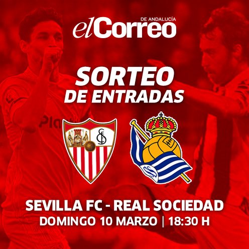 elcorreoweb's tweet photo. ⚽️⚽️ #SORTEO de 3 entradas dobles!! ¿Quieres ir al próximo partido del #SevillaFC? Para participar:
🔹Sigue a @elCorreoWeb
🔹Haz RT a este tuit
🔹Menciona a tu amigo/a sevillista
El sorteo finaliza el miércoles 6 a las 12:00h
Bases aquí: https://t.co/K7ogz2O007 https://t.co/HhcdPDk0Kd