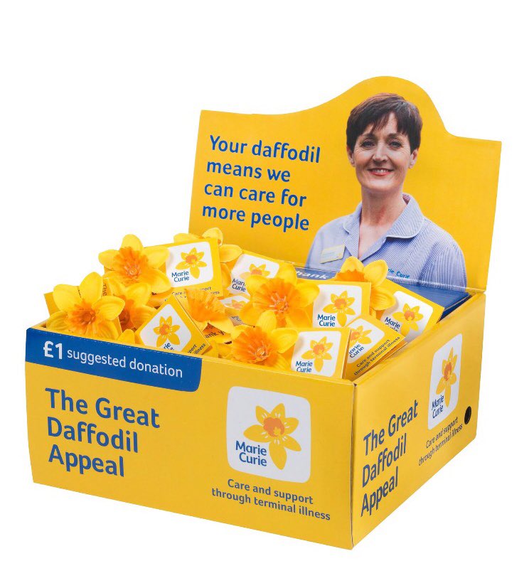 CourtyardCardif's tweet photo. We are selling daffodil pin badges on reception this month to show support for Marie Curie's Great Daffodil Appeal. By donating and wearing a daffodil, you’ll help Marie Curie Nurses care for more people with a terminal illness.
#mariecurie #greatdaffodilappeal2019 #donate https://t.co/Jy0agcSCAa
