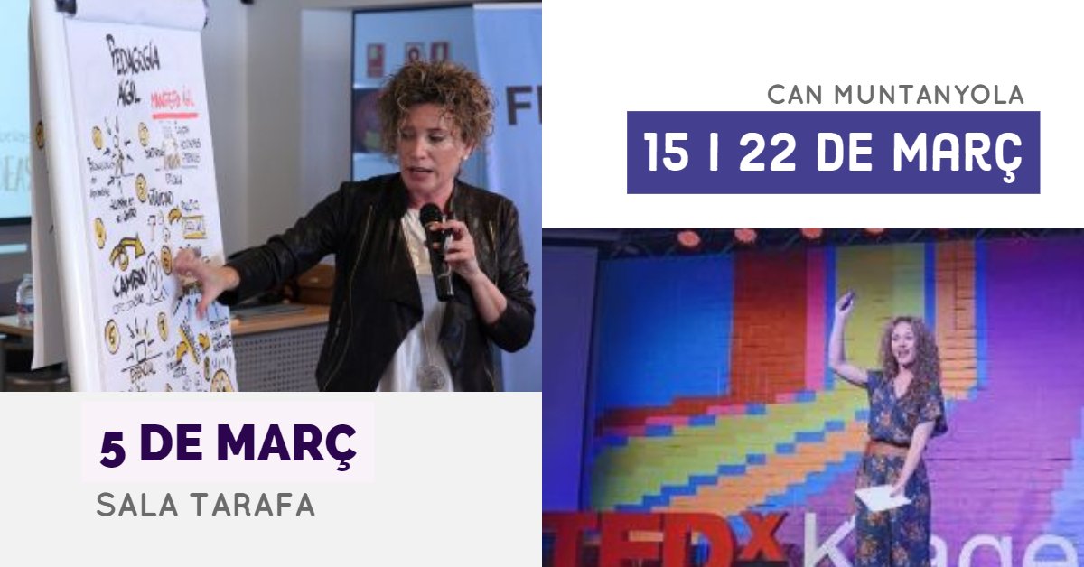 Bon dia! Avui Especial #Dones  bit.ly/2tO618h
5/3- Jornada Empenta Granollers : Dones emprenedores amb valors, de 9.30 a 13.30 h
15 i 22 /3- Curs: Emprendre en femení amb Raquel Caballero