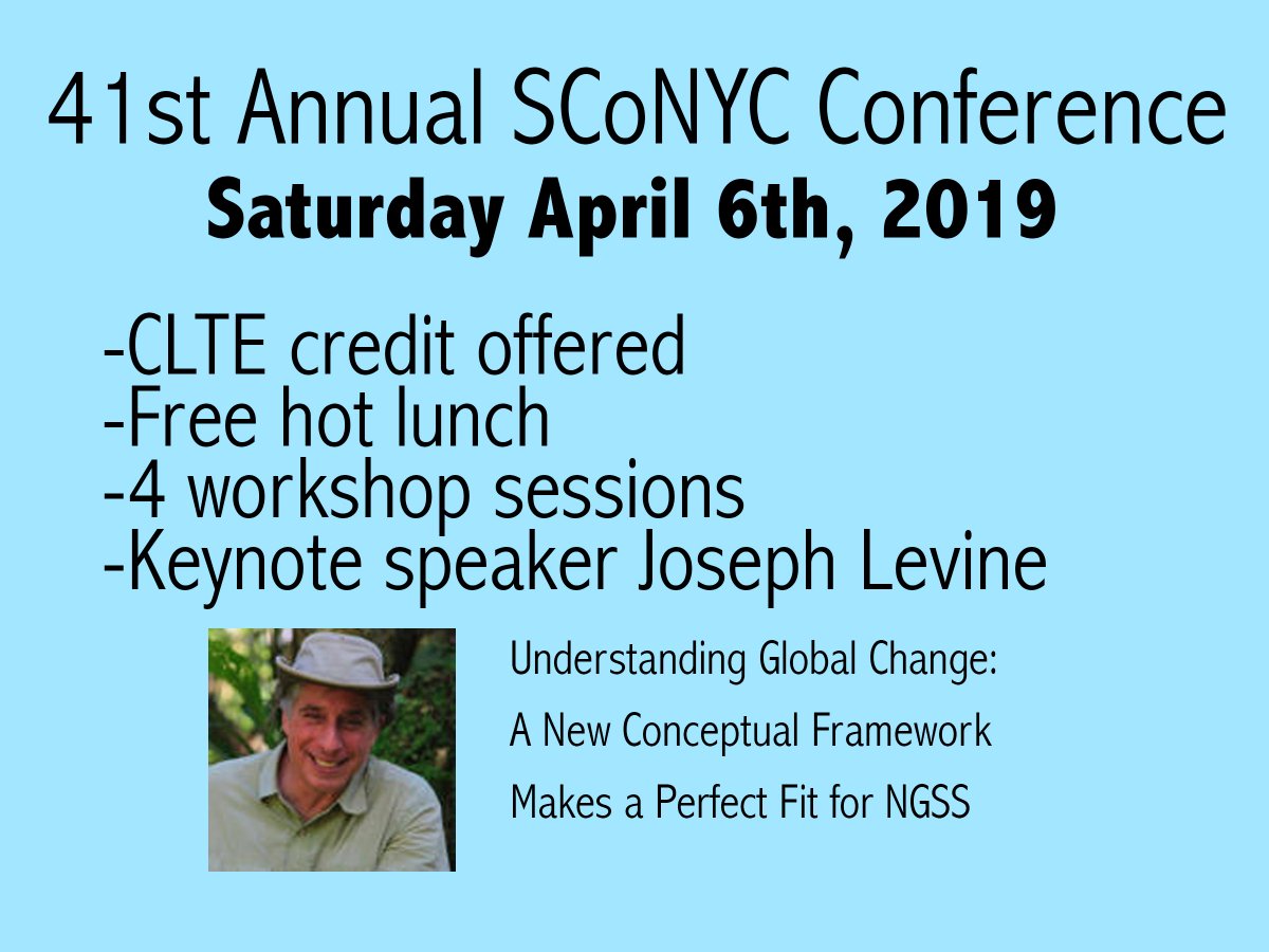 Join us on Saturday, April 6th for our 41st annual SCoNYC (Science Council of New York) Conference! Free lunch provided and you can earn CTLE credit. More info can be found at: sconyc.org/conferences.htm <a href="/nyc_h2o/">NYC H2O</a> #SCoNYC