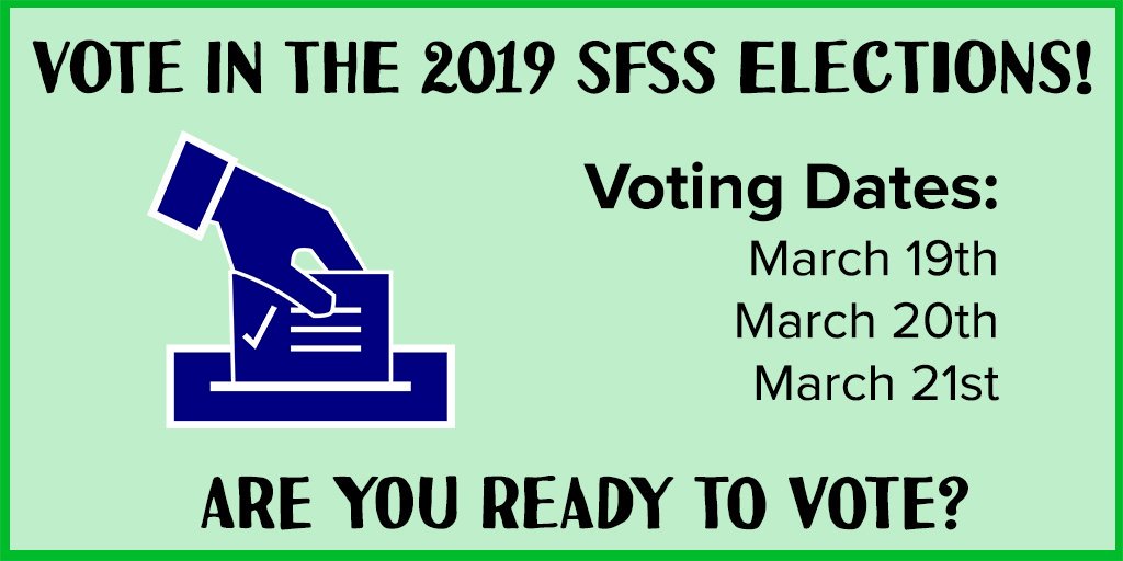 CJSF's tweet photo. SFU Undergrads: The SFSS General Elections are this week! Vote online March 19-21 through your SFU Mail. For info about questions asked of all candidates about important student issues, visit https://t.co/i9chuuderN

(📢: @SFPIRG)

#SFU #SFSSElections #StudentVoiceMatters https://t.co/TNhktR5WJa