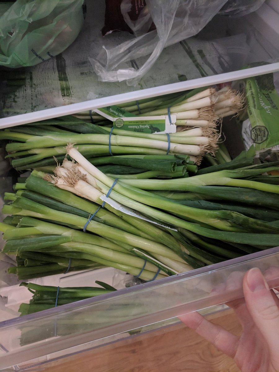 IAmTomoblob's tweet photo. I was supposed to buy 20 spring onions for this week, I bought 20 packs 😭😭 We have 120 spring onions in the fridge 😭😭 https://t.co/mGyEIehVGj