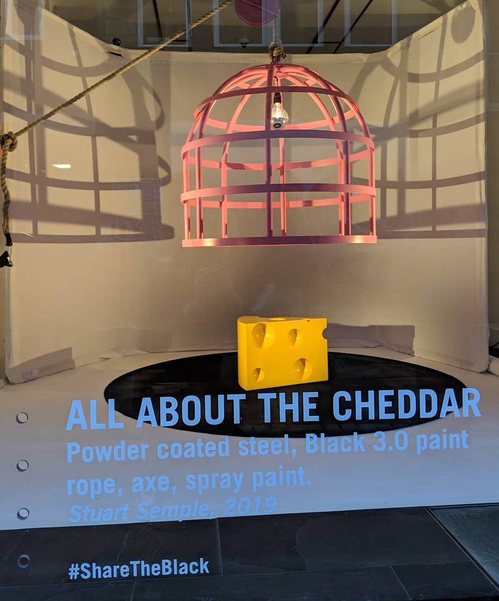 stuartsemple's tweet photo. Just finished installing my new sculpture in London using Black 3.0 - some artists are so obsessed with the cheddar - but remember sharing is nice! And not all art holes are dangerous - You can see it at 67 Neal st covent garden until Sunday night X X #sharetheblack https://t.co/IFK5FMsuhA