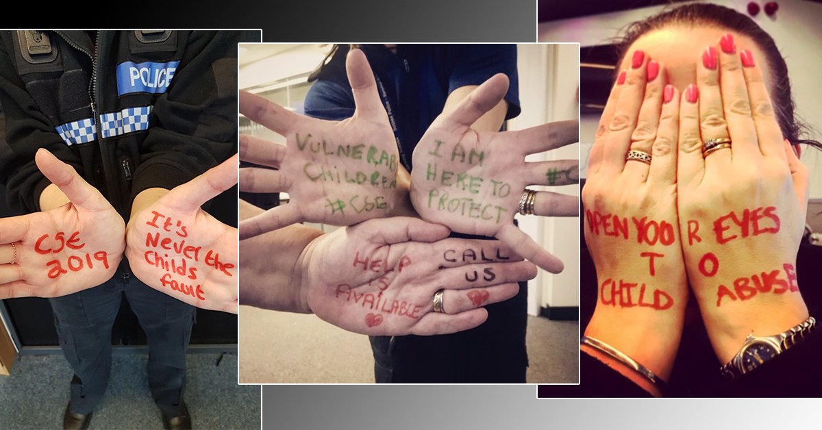 sussex_police's tweet photo. Exploitation is never a child’s fault.
Exploitation is child abuse.
Exploitation must be stopped.
Protecting children is everybody’s business. We adopt a zero tolerance to the abuse of children and today pledged our support to #StandAgainstCSE for #CSEDay19
Do you?
#HelpingHands https://t.co/1FMMo2haRi