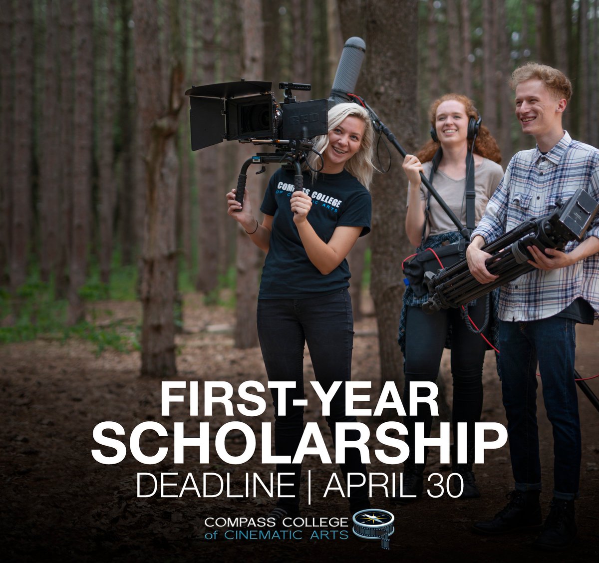 Compass_College's tweet image. Complete and file your application before April 30th, 2019 and be automatically considered for a first-year scholarship!

Contact Chuck in our Admissions Department for more details (chuck.k@compass.edu)

PC: Dan Golden
#CompassCollege #filmschool #OwnTheScreen #FilmStudents