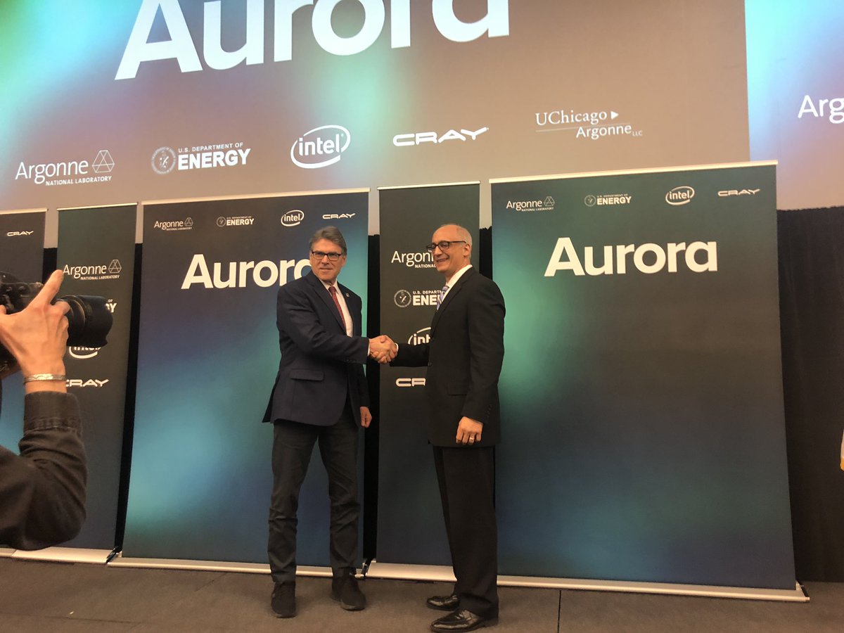 julietGmcginnis's tweet photo. Thrilled to watch the event @argonne announcing the first U.S. #exascale supercomputer by @cray_inc with Senator Rick Perry and @PeterUngaro1 https://t.co/YBn5NuO7ni