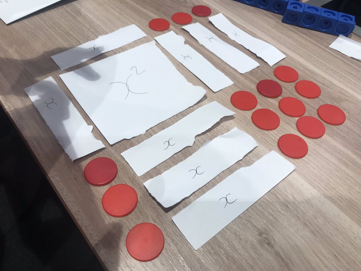 RachaelBMaths's tweet photo. One of my favourite parts of @HfLSecMaths HfLSecMaths #intelligentpractice conference. Had to battle between exploratory building and reverting back to memorised method of just “find numbers that times to get that and add to that” from my own school days. https://t.co/T0GVGenn6z