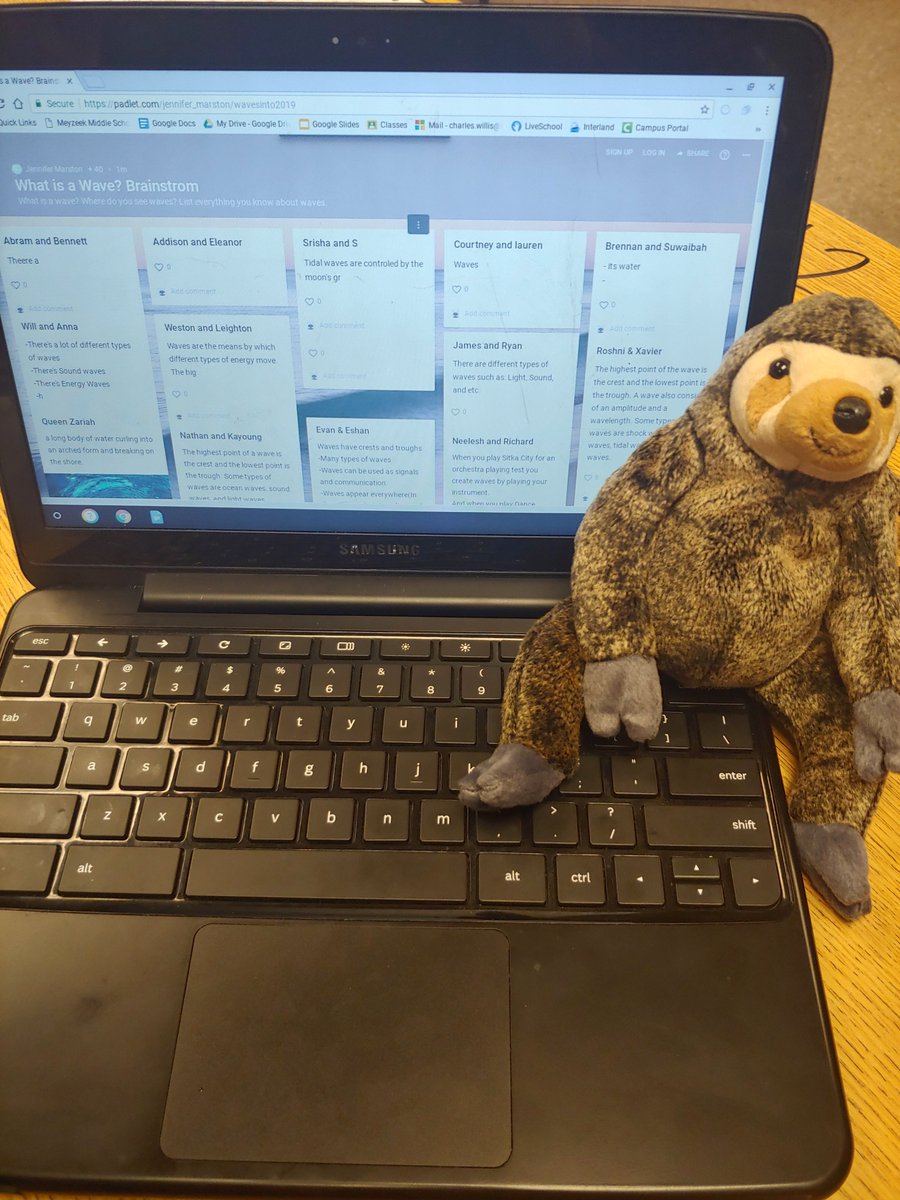 JennCookMTSS's tweet photo. Look who came to visit Meyzeek. :) all smiles! SLOTH helping with our Padlet lesson today! 
@jcpsforward @meme3rat @MeyzeekMiddle https://t.co/HN8u2bDbkT
