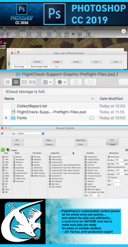 Markzware's tweet photo. #Photoshop #CC_2018 (& #CC_2019): Check & #Package #Adobe #PSD #Creative_Cloud #prepress #layout files on #macOS for #printing quality, via #Markzware #FlightCheck, #print #document_inspection solution. See video on #preflighting https://t.co/kGXPcimUJt https://t.co/Recp01s9sz