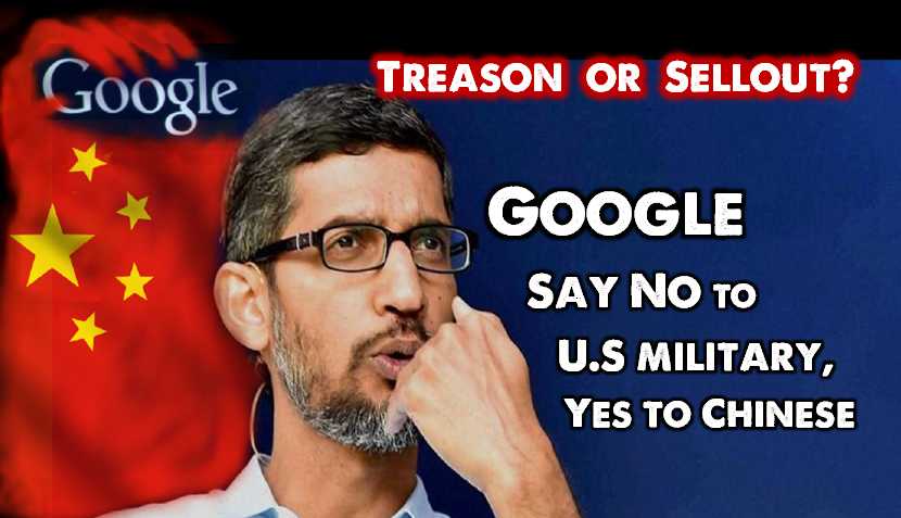 NewsTalkShow's tweet photo. Google Say No to US military and Yes to Chinese . See video:

https://t.co/VFmjd7sEqi

#Trump2020
@NicolasMaduro
@POTUS
@realDonaldTrump 
@WhiteHouse 
 #Q #QAnon 
#WeGotYour6
#VoteRed2018
#RedWave2018
#WWG1WGA https://t.co/SDgnBmFZTn