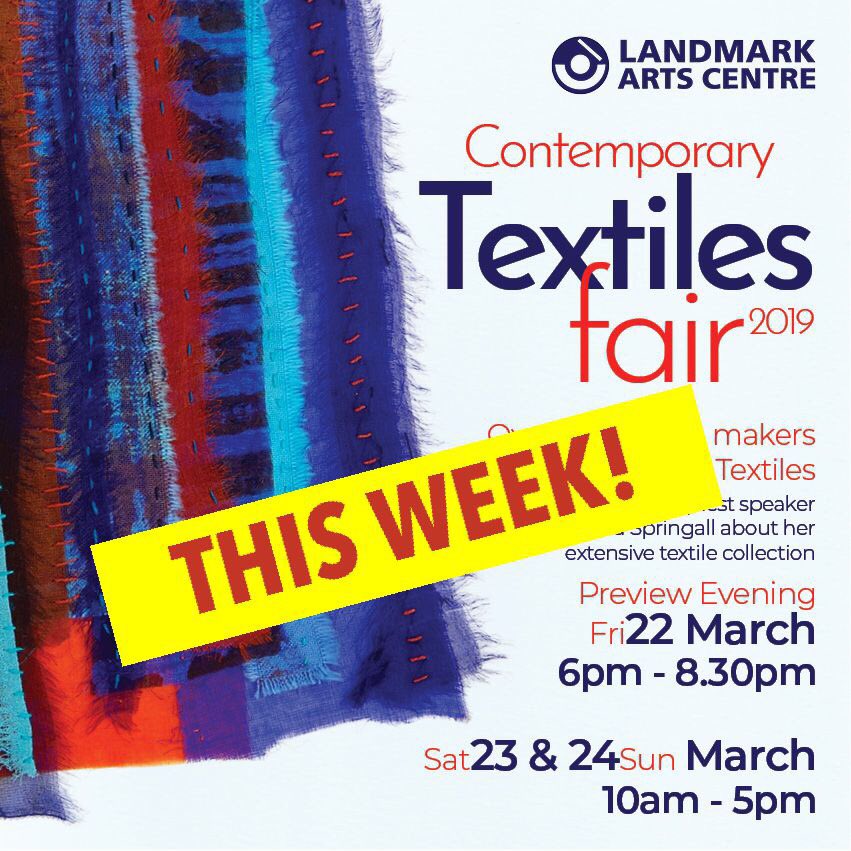 LandmarkArts's tweet photo. The Textile Fair is this week! Opens Friday at 6pm - see you there #teddington #textilesfair #ctf19 #twickenham #richmond #london #artfair https://t.co/EAHc8kUHuD