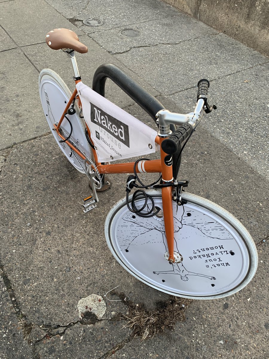 RandyLoBasso's tweet image. .@NakedGrouse, it&apos;s time to remove your guerrilla marketing campaign from Philadelphia&apos;s streets. Your bikes are inappropriately locked to bike racks all over the city, giving *actual cyclists* no room to park. The city is already lacking in parking &amp;amp; you have made it worse.