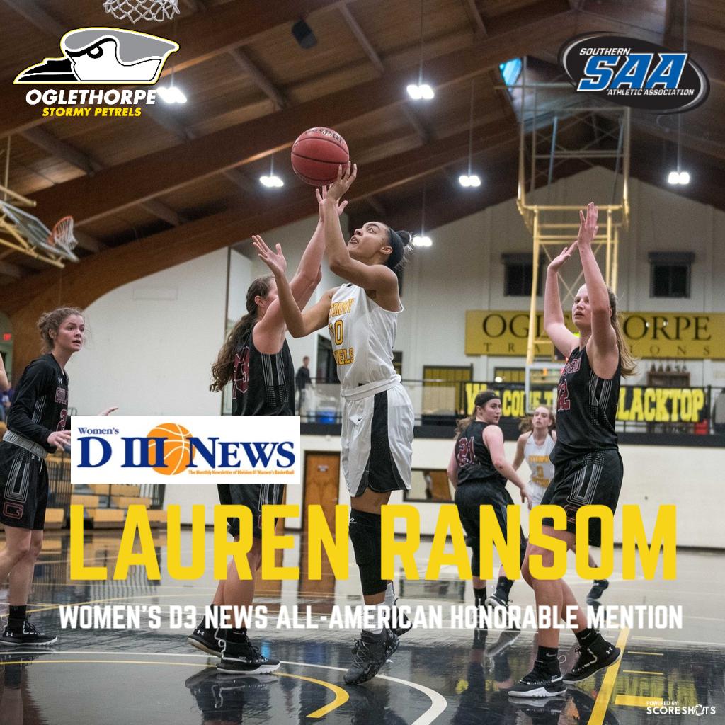 GoPetrels's tweet photo. Congrats to Lauren Ransom of @OUWBBall for being named to the @SmallColHoops D3 all-American honorable mention list! @SAA_Sports @OglethorpeUniv https://t.co/cQfwYEMdqP