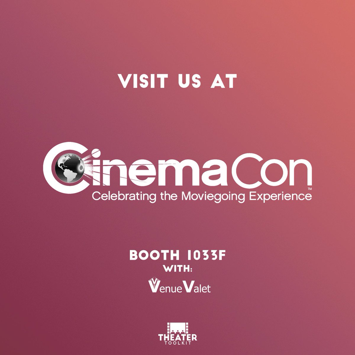 TheaterToolkit's tweet image. Theater Toolkit will be at @CinemaCon 2019 in Las Vegas, April 2-4! Booth 1033F with @venuevalet! Stop by and talk with some of the developers, designers, and managers behind Theater Toolkit! We would love to meet you! #cinemacon #whatsinyourtoolkit #theatertoolkit