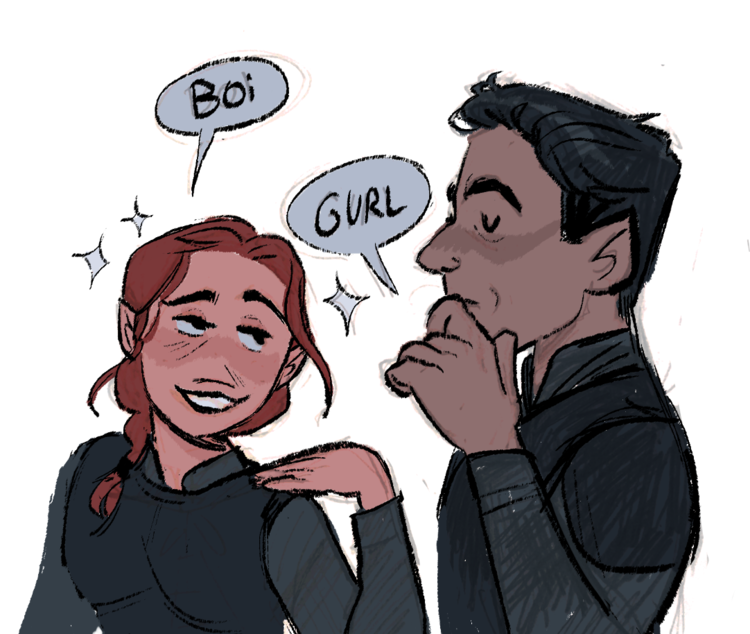 I just finished re-re-re-re-reading ACoTaR and ACoMaF... and wanted to re-re-re-post my fav drawing on rhys and fey that I've ever done bahahaha 