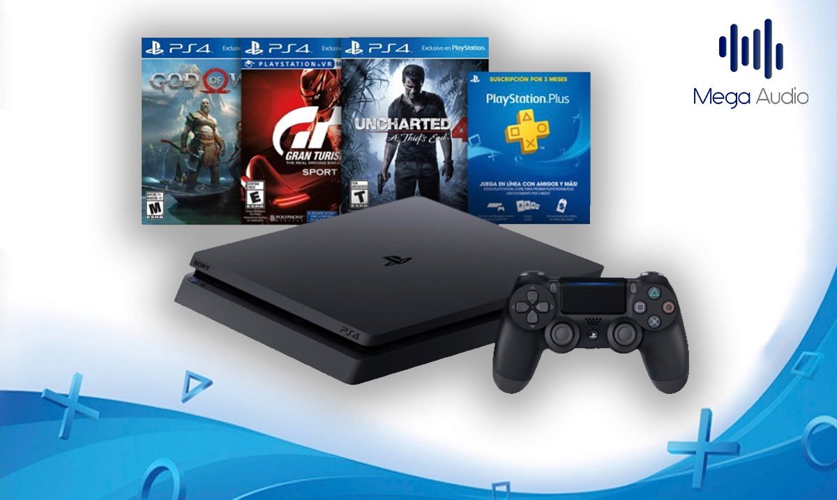 megaaudiomx's tweet photo. El PlayStation Hits Bundle es el nuevo paquete de entretenimiento con 3 juegos exclusivos de PlayStation; Incluye una consola de 1TB, 1 Cobtrol, 1 Audífono, Gran Turisni Sport, Uncharted 4 y God of War. Lo tenemos en #MegaAudio con un increíble descuento. https://t.co/PJ2KzS9aal