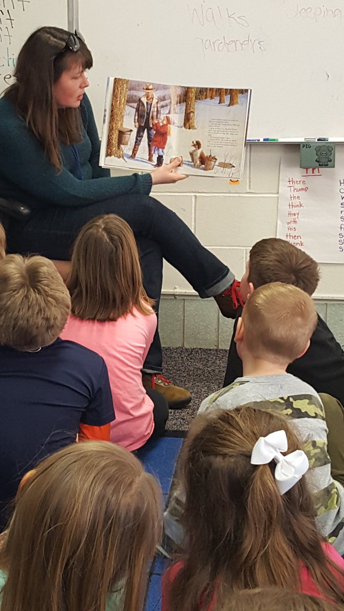 MrsJowkar's tweet photo. Today @KaraHaaSciEd was our daily *mystery reader* reading a book about the sugar bush and making maple syrup. #GLRead20 #GLCSKellogg #RoleModel https://t.co/64WBOcIxiN