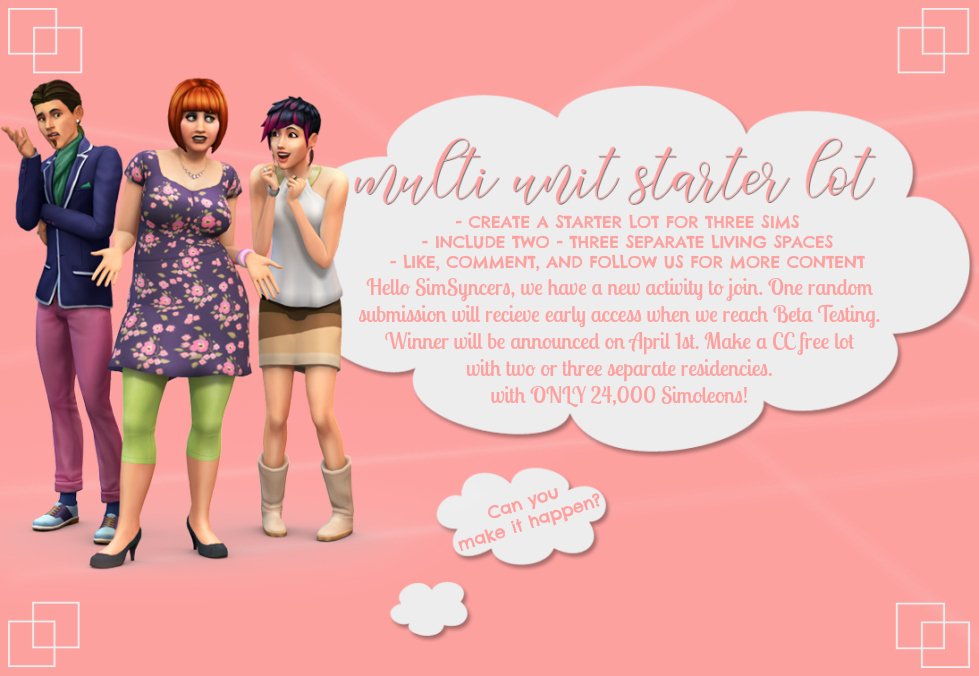 DelaneStudios's tweet image. In preparation for our first release show us your multi unit starter lots. One Random submission will receive early access to our Beta Testing. Winner will be announced April 1st. Have fun and thank you for all the continued support. #TheSims4 #SimSync