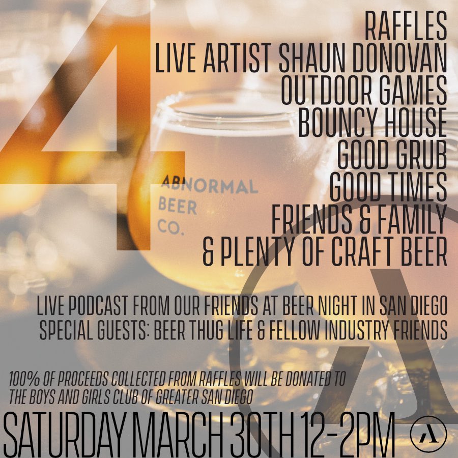 Abnormal Beer Co (@abnormalbeerco) on Twitter photo You know we love raffles! Check our IG or FB post for all of our Anniversary details... #sdbeer You know we love raffles! Check our IG or FB post for all of our Anniversary details... #sdbeer