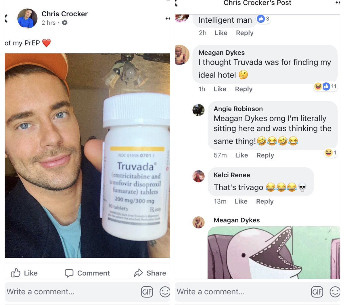 ImpulseSoFL's tweet photo. Annnnnd dead 💀 Trivago.....Truvada reduces your risk of exposure to HIV after just 7 days with proper adherence and can be used with other safer sex methods....Thanks @ChrisCrocker for keeping it safe and sexy 😜😘 #Truvada #PrEP https://t.co/DJ6xXc39iI