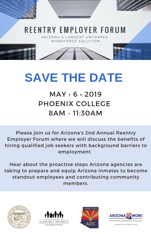 ARIZONAatWORK's tweet photo. Arizona employers, join us as for our 2nd Annual Reentry Employer Forum. Learn from guest speakers about the benefits of hiring qualified candidates who have background barriers to employment. Space is limited https://t.co/Vt6NshwxF8 #RealSecondChance https://t.co/OmMUA4IZor