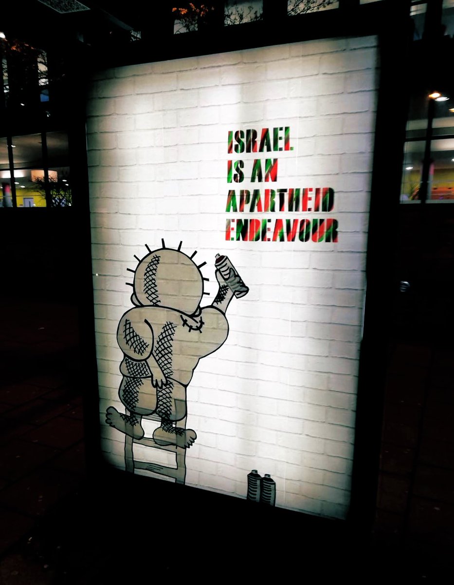 Handala continues working on into the night.. #IsraeliApartheidWeek