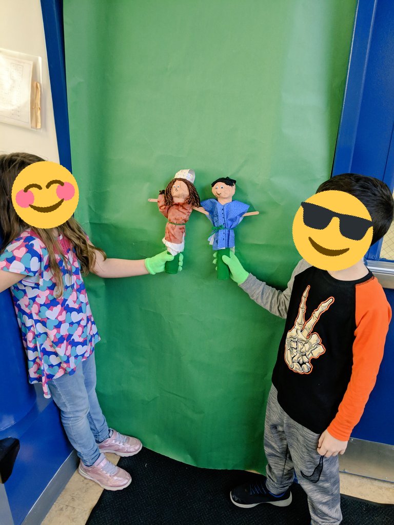 shulertech's tweet image. Second graders created videos about community helpers 👩‍🍳👩‍🔧👮👩‍🚒👷 in Media with puppets and drawings they made in Art!  @DoInkTweets #STEAM @beverettjordan