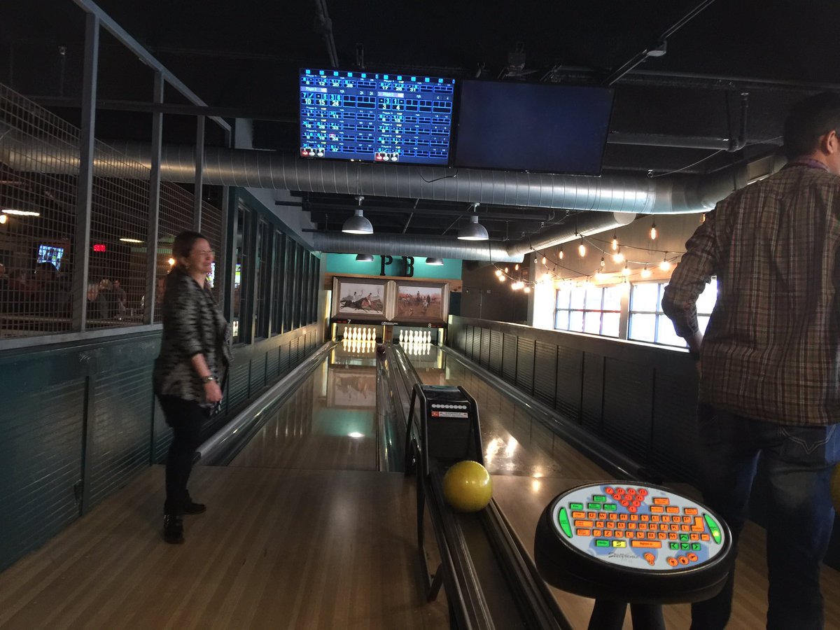 DebWTech's tweet photo. Had a great time with others  bowling at the Punchbowl Social. #ANTEC19 #INSPIREdetroit https://t.co/slLnP5B5NQ