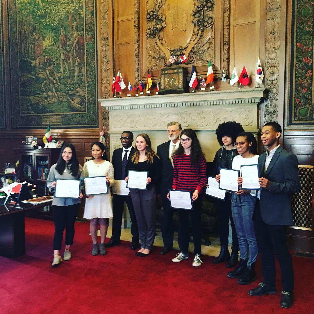 stopthehateUS's tweet image. The top ten 2019 #StopTheHate essay contest finalists meet with Mayor Frank Jackson tonight. Thank you @cityofcleveland for supporting these student #upstanders! #cleveland  #northeastohio #diversity  #inclusion