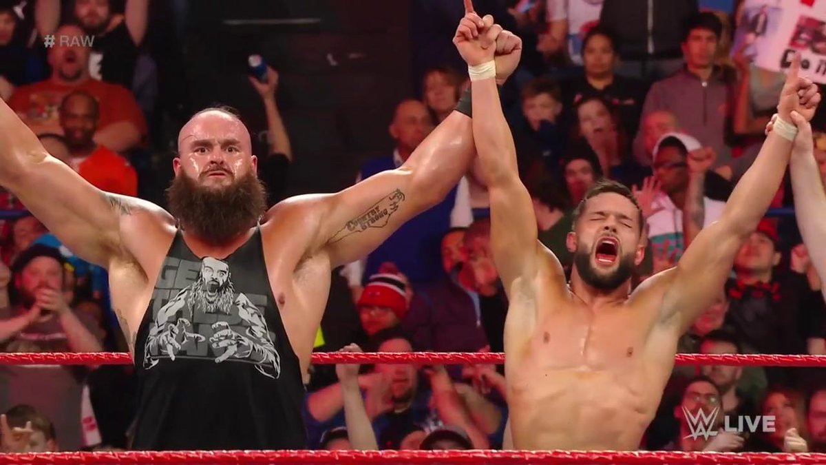 ...BraunStrowman and @FinnBalor are emphatically VICTORIOUS tonight on #RAW! https://t.co/XNL...