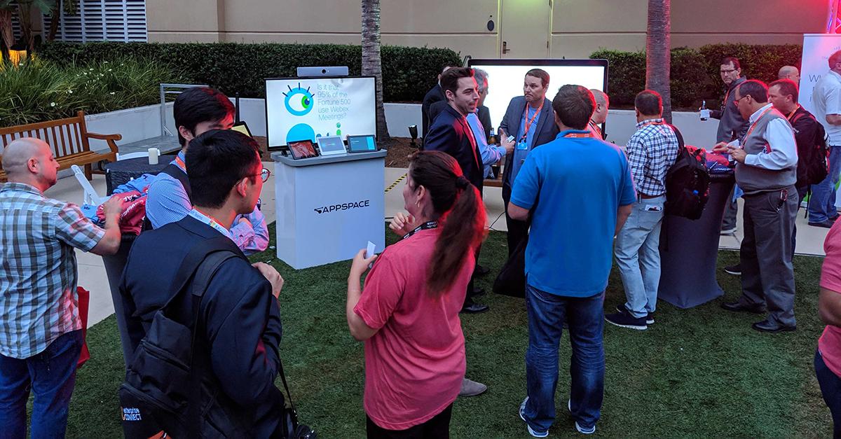 appspace's tweet image. The @CiscoCollab Customer Appreciation event at @enterprisecon might be wrapping up soon but that hasn&apos;t affected traffic stopping by to see how #Appspace adds even more value to #collaboration endpoints and #Webex devices. #EC19 #CiscoCollabEC19 bit.ly/2ThiknU