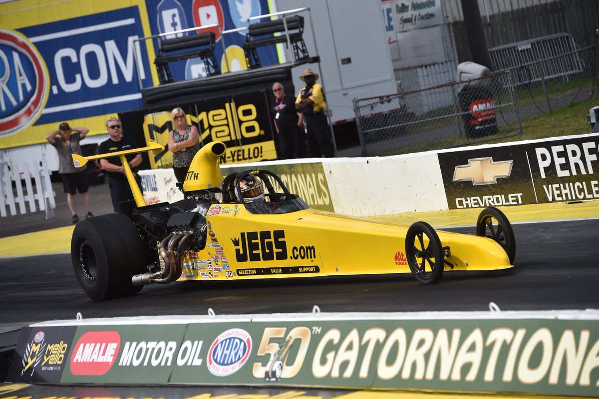 TeamJEGS's tweet photo. . @Jeg_Jr looking for second straight win after quickest and fastest pass of '19 | https://t.co/8vgsGmXUS4 @NHRA @JEGSPerformance #Gatornats #SpeedForAll #JEGSthrowback https://t.co/a7INoUff00