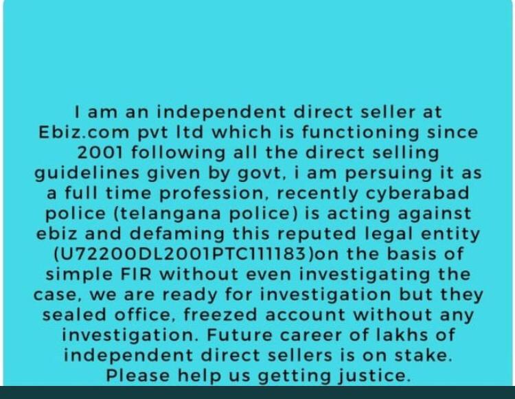 PatilPramol's tweet photo. Telangana Police please investigate https://t.co/kR1SpEMYSX pvt ltd but do not damage!
#justiceforebiz
@idsa @PMOIndia @rajnathsingh @ArvindKejriwal @ZeeNews @indiatvnews @aajtak @RamVilasPaswan_ @HRDMinistry @narendramodi https://t.co/alGR8IeOgk