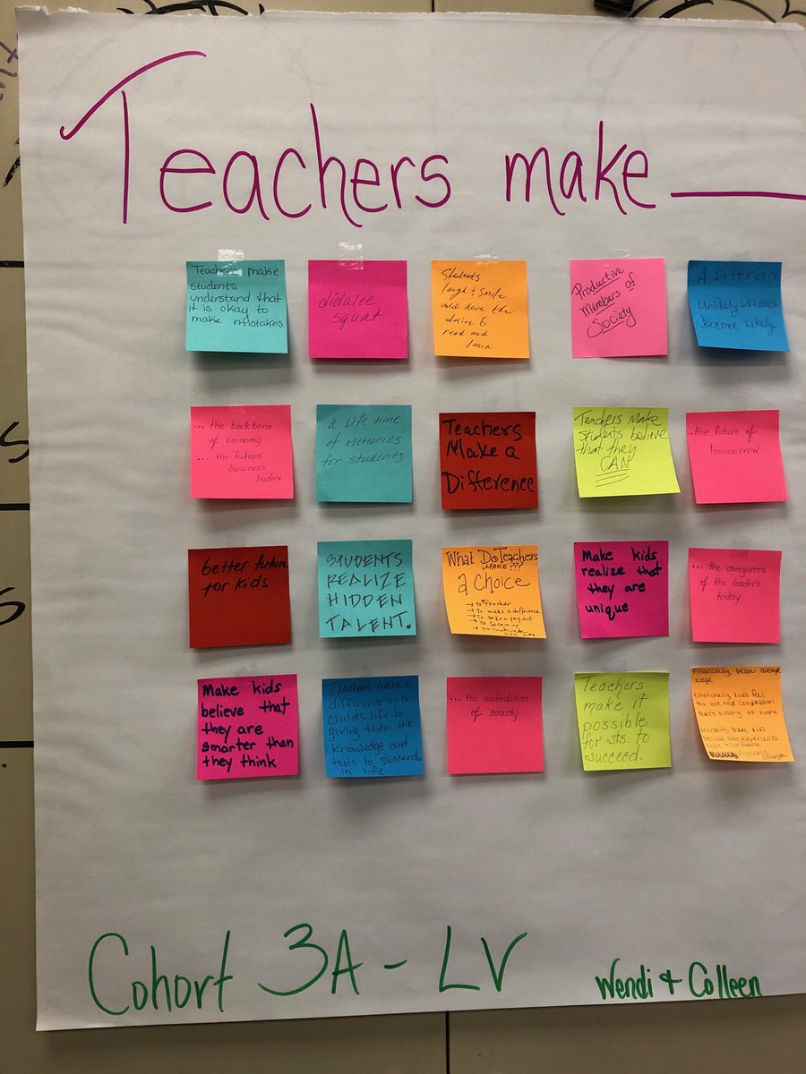 learn2leadLV's tweet photo. What do teachers make? They make a difference! 🙌🏼💙 #cohort3 #learn2lead @cjkorder @plpnvc @jencalimbahin @MsGraceAngel @PLOLady https://t.co/66zBpUziZe