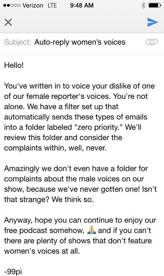 ireallyshouldbe's tweet image. @katiemingle of @99piorg has the best best best "auto-response" for these complaints that she receives: