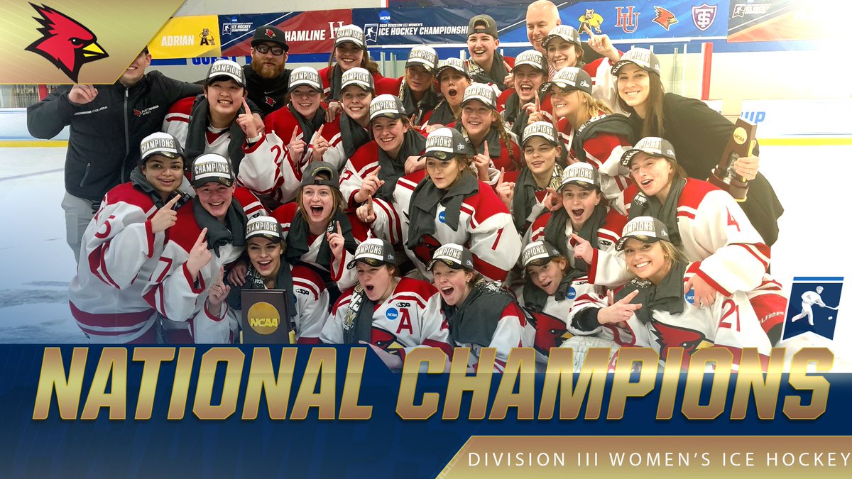 🏆 Congratulations to the SUNY Plattsburgh Cardinals, your 2019 #NCAAD3 Women's Ice Hockey NATIONAL CHAMPIONS! 🏆 #d3hky