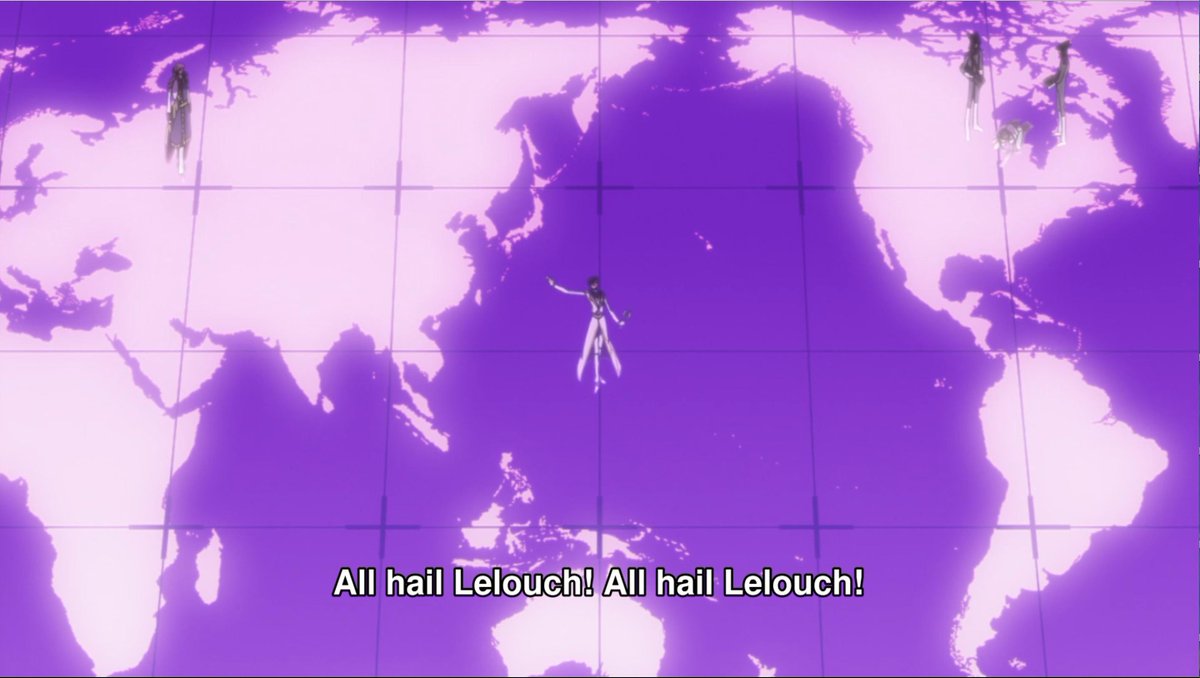 Funimation's tweet photo. "All hail Lelouch!"
(Dictatorships are bad, you guys...)
#CodeGeassMovieTrilogy https://t.co/vRaOzyOXha