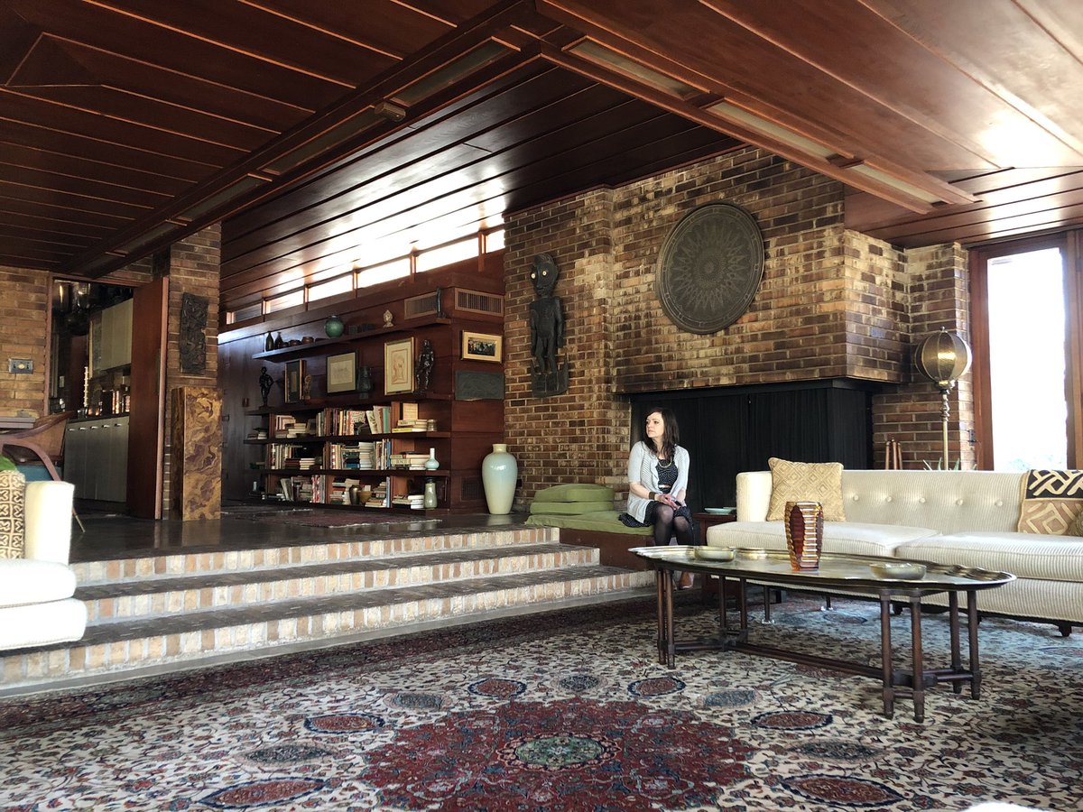 bgkittrell's tweet image. Airbnbn’ at a Frank Lloyd Wright house. Sam is having a “religious experience”. 

#frankloydwright #architecture #airbnb